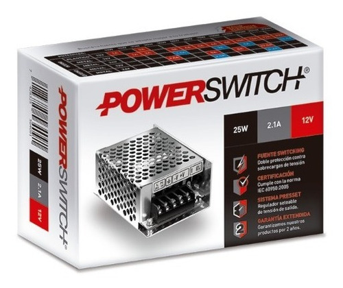 Fuente 12v 2a Gabinete Metalico Ip20 25w Power Switch