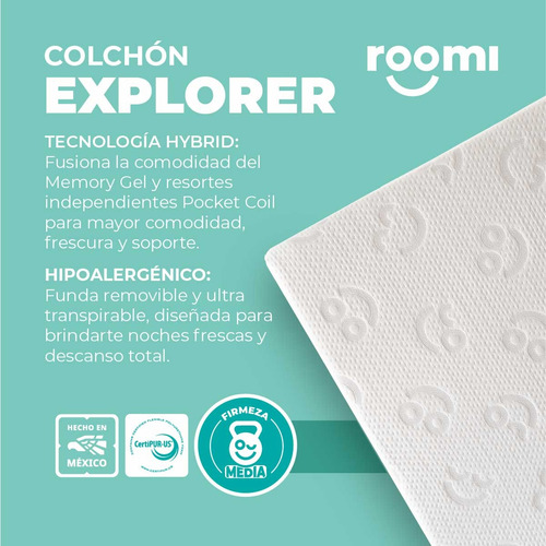 Colchón King Size Roomi Explorer, Almohadas, Coomfi + Spray