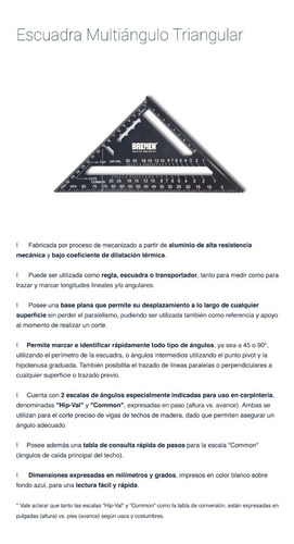 Imagen 2 de 5 de Escuadra Multiangulo Con Sombrero Aluminio 7 Bremen 7647