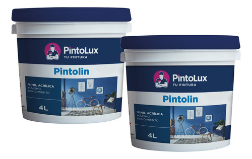 2 Pack Pintura Pintolux Pintolin Acrílica 8l Total