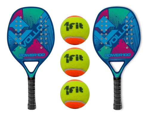 Kit C/2 Raquetes Beach Tennis/tenis De Praia + 3 Bolas