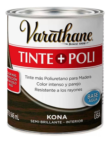 Tinte + Poli 2 En 1 Para Madera Varathane Kona X 1 Lt