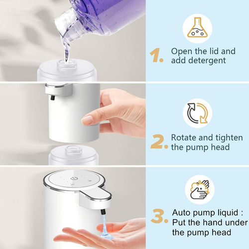 Dispensador De Jabón Automático Recargable Para Cocina Y Bañ Líquido Transparente