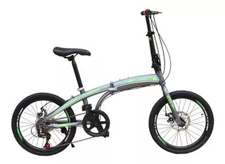 Bicicleta Plegable Aro 20 · Color Gris Con Verde