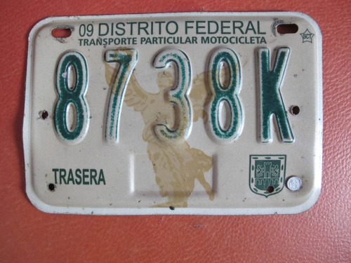 Placa Motociclista Colección Antigua Distrito Federal 8738k