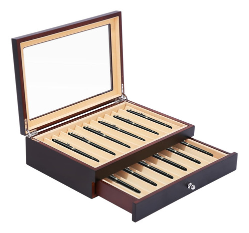 Caja De Exposición De La La Pluma De Madera De La Caja Organ