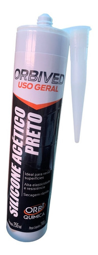 Silicone Acético Preto 240g Vedar Uso Geral Orbived 