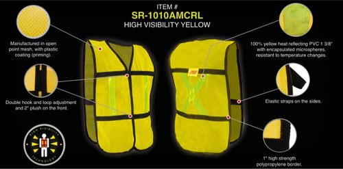 Imagen 4 de 5 de Chaleco Amarillo Con Reflejante Alta Visibilidad Jyrsa