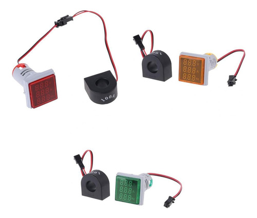 3x Quadrado Led Voltímetro Digital Luzes Tensão Medidor De