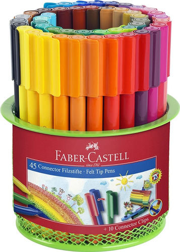 Plumón Marcador Faber Castell 45 Connector Pens Con Bote