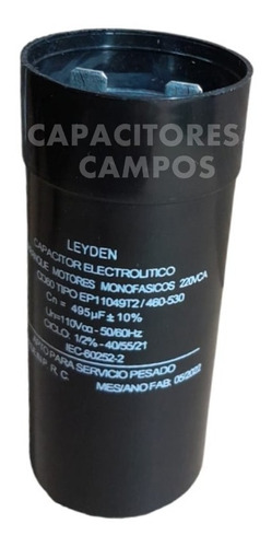 Capacitor Electrolítico 460/530 Uf Para Arranque De Motores