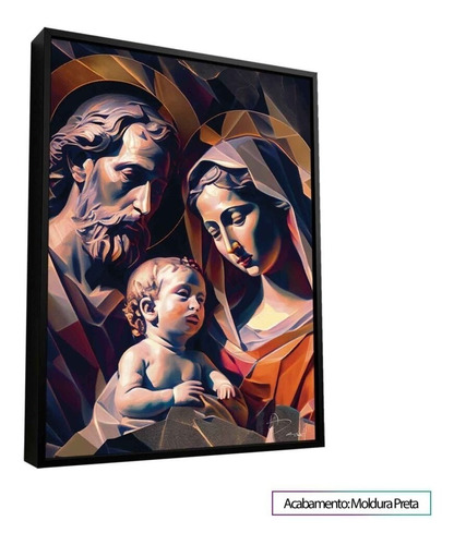 Quadro Sagrada Família Geométrica | G 100x75 Prisma + Vidro
