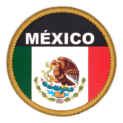 Parche Impreso Bandera México Termoadherible Circular C/text