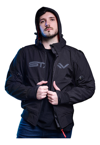 Campera Moto Stav Zip Hoodie Protection Windblock