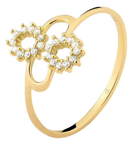 Anel Com Símbolo Infinito Em Ouro 18k Com 11,0 Pontos De Dia