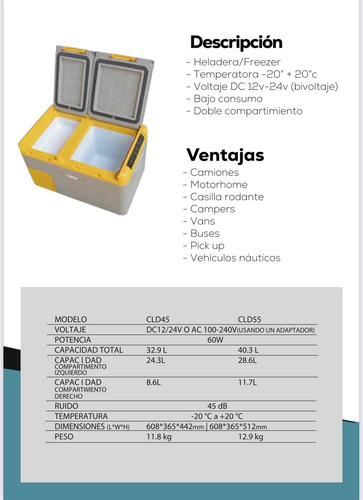 Heladera/freezer 12v/24v De 43lts Gris