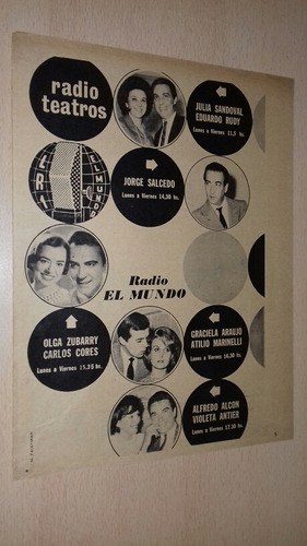 P137 Clipping Publicidad Radio El Mundo Radioteatro Año 1964