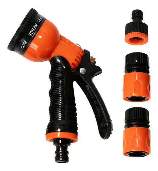 Pistola de Irrigação Clampzy Chuveiro Multifuncional, Com 8 Funções e 3 Bicos Para Mangueira