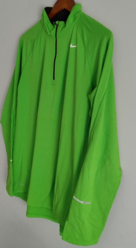 Remera Nike Manga Larga Zip 1/4 Verde