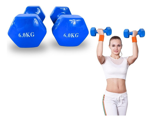 Mancuerna Pesa Vinyl 6 Kg Gym Entrenamiento Kit 2 Piezas
