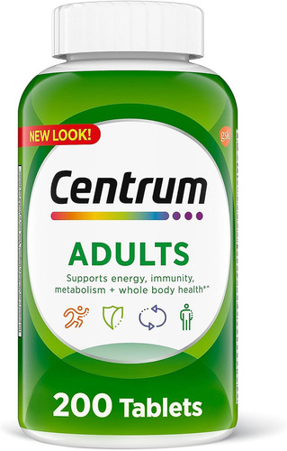 Multivitamínico Centrum para adultos con 200 tabletas de sabor sin sabor