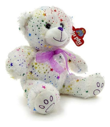 Oso Con Estrellitas Blanco 30cm Peluche Infantil Charko 4154