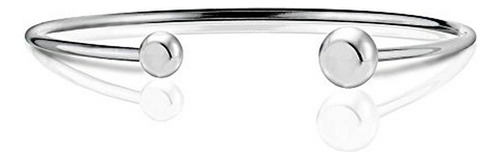 Brazalete - Sterling Silver Polished Bead Cuff Bangle Bracel