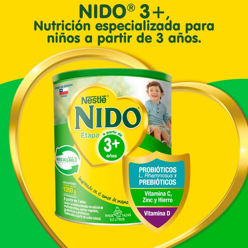Imagen 2 de 5 de Leche En Polvo Nido® Etapa 3+ Protectus Avanzado Tarro 1350g