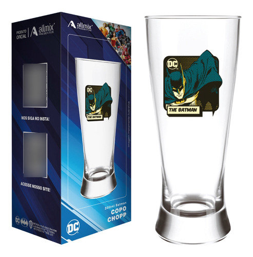 Copo Lager Dc Batman 300ml Luva Com 1 Unid