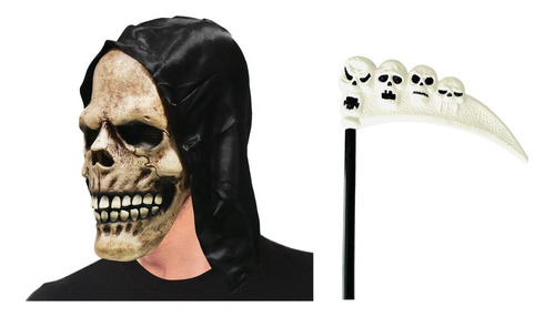 Disfraz De La Parca Muerte Set Mascara Capucha Y Guadaña