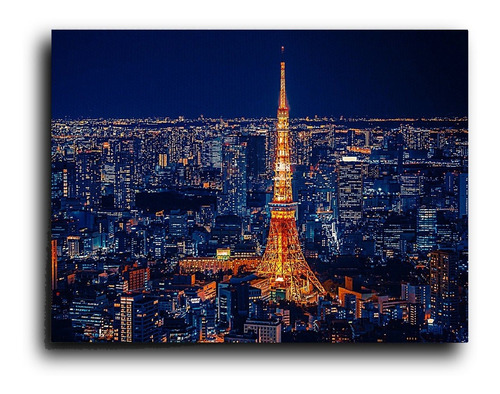 Cuadro Decorativo Canvas Ciudad Tokyo Torre Luces 80*120 