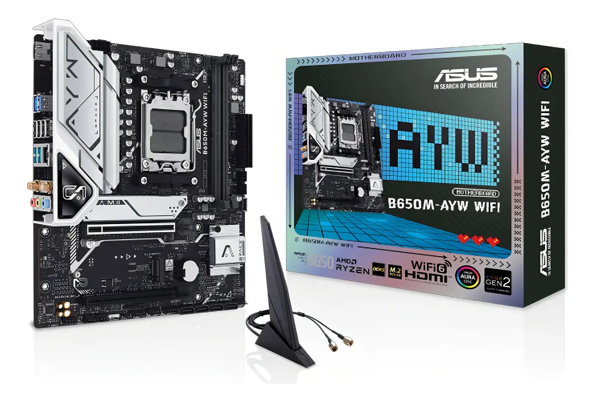 Motherboard Asus B650m Ayw Wifi Amd Am5 Ddr5 Pcie 4.0 M.2 Gen5 Color Gris Oscuro
