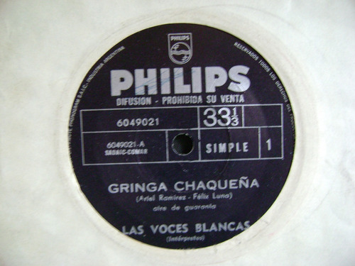 Las Voces Blancas-gringa Chaqueña-vinilo Ep Promo-8 Puntos