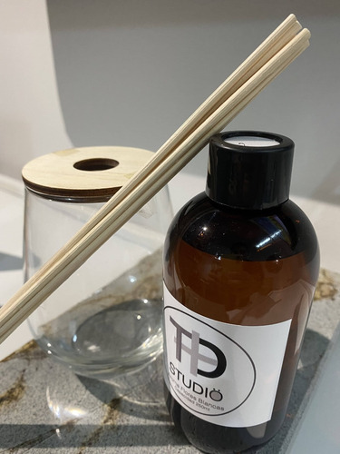 Difusor Aromático Frasco C/ Tapa + Varillas + Repuesto 250ml
