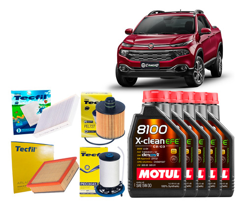 Kit Troca Óleo 5w30 Fiat Toro 2.0 2015 2016 2017 2018 2019