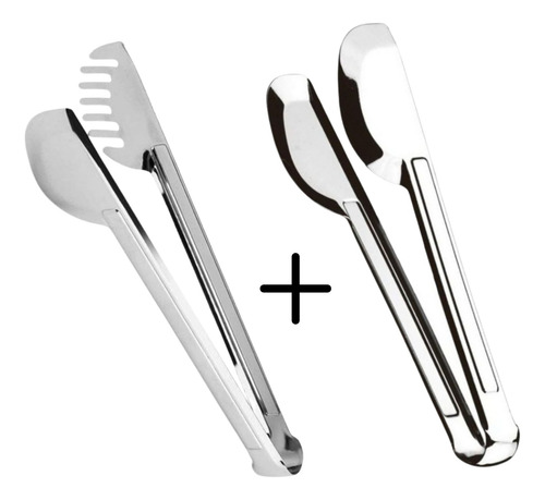 Kit 2 Pegadores Universal De Massa Macarrão E Saladas Inox
