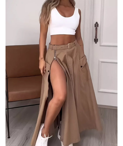 Conjunto Sin Mangas De Dos Piezas Con Chaleco De Falda Con A