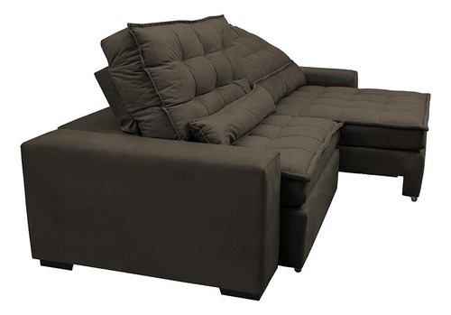 Sofá Retrátil e Reclinável com Molas Ensacadas Cama inBox Gold 2,12m Tecido Suede Velusoft Café