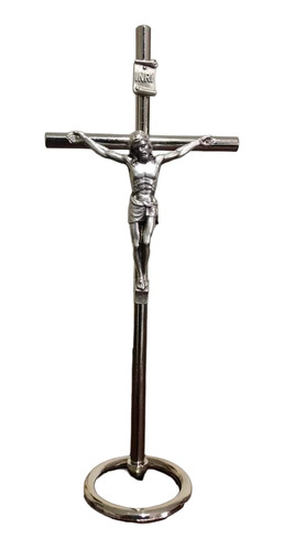 Cristo Con Base Nickelado, Pequeño 15.7 Cm, Italiano