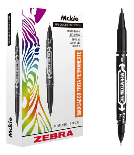 Caja Con 10 Marcadores Permanentes Zebra Mckie Doble Punta