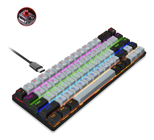 Teclado Mecánico Con Cable Hxsj V800 68 Teclas Rgb Gaming