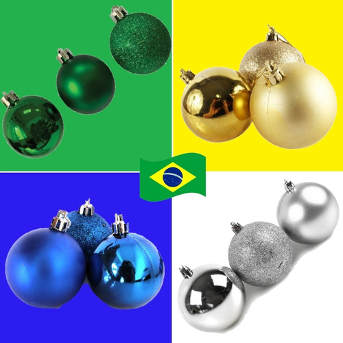 Bola De Natal 5cm Kit 40 Verde Amarelo Azul Prata 10 De Cada | MercadoLivre