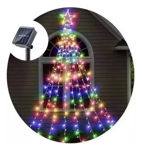 Estrella Arbol De Navidad Solar 3 Metros En Luz Multicolor