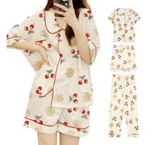 Comprar 3 Pcs Pijama De Manga Corta Y Pantalón Corta Bonito Conjunto