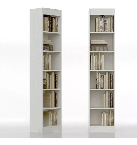 Biblioteca Librero Minimalista De 1,7 Mt 6 Estantes Blanco 