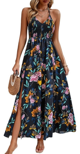 Vestido Largo De Verano Estampado Floral Para Mujer