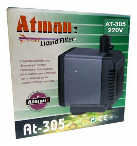 Atman At-305 1200l/h 220v Bomba Submersa P/ Aquarios Fontes