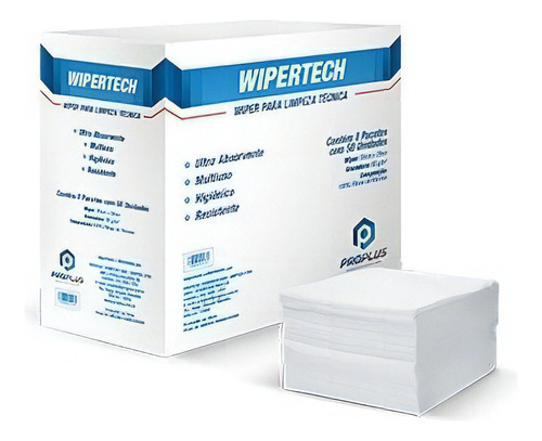 Wiper Para Limpeza Técnica Wipertech 100% Viscose C/50 Uni Cor Branco