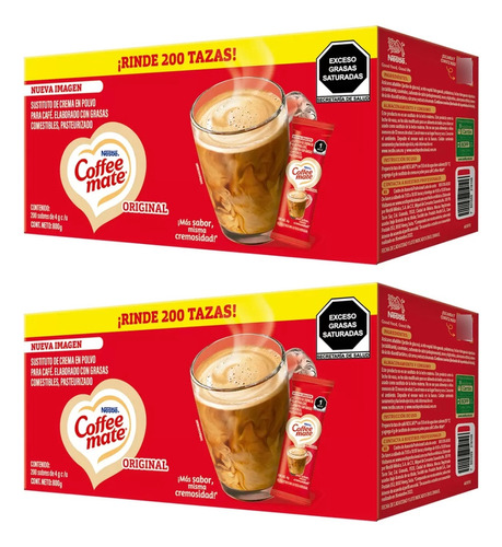 Sustituto De Crema Coffee Mate Nestlé 200 Sobres (2 Cajas)