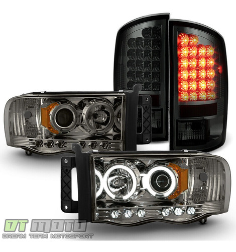 Par Faros Ahumado Led Dodge Ram 2500 Slt 2004 5.9l